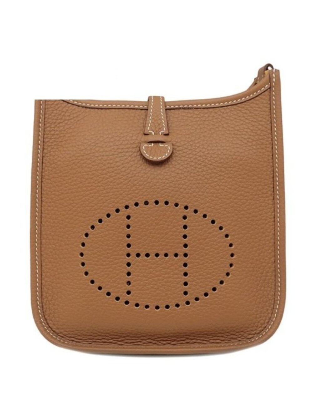 Hermes Shoulder Bag Evelyne TPM 16 Long Taurillon Clemence Gold Silver Brown
